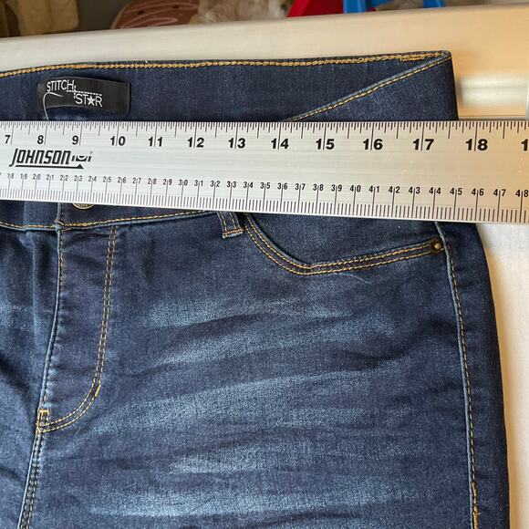 STITCH STAR Women Skinny Jeans size 16 US Blue Mid Rise Stretch Boot Cut - Picture 2 of 11